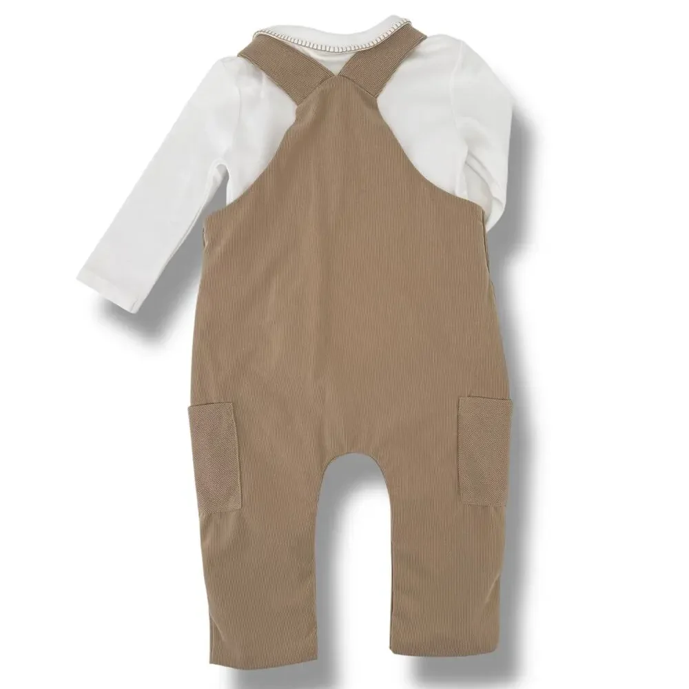 Edgehill Collection Cargo Corduroy Overalls Set Baby Boy Size 12 M Stitch Collar